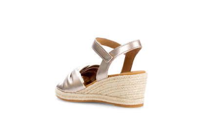 Gabor Comfort 82.712.82 Puder Gold G Fit Wedge Sandals with Slingback Strap