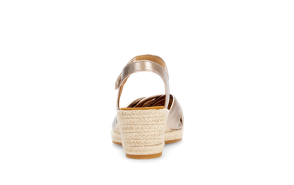 Gabor Comfort 82.712.82 Puder Gold G Fit Wedge Sandals with Slingback Strap