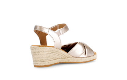 Gabor Comfort 82.712.82 Puder Gold G Fit Wedge Sandals with Slingback Strap