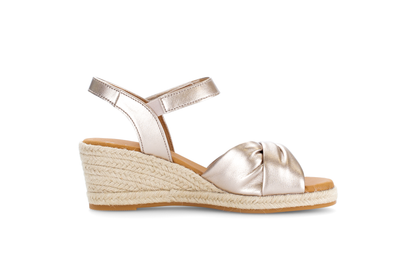 Gabor Comfort 82.712.82 Puder Gold G Fit Wedge Sandals with Slingback Strap