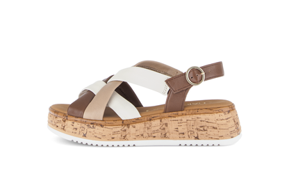 Gabor Comfort 82.743.54 Cognac Tan & Cream Combi G Fit Slingback Sandals