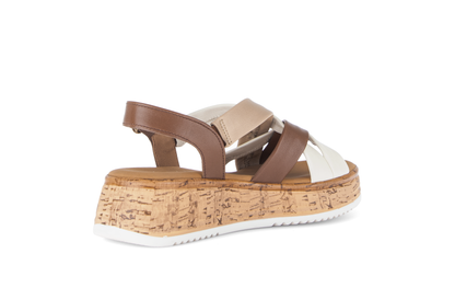 Gabor Comfort 82.743.54 Cognac Tan & Cream Combi G Fit Slingback Sandals