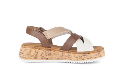 Gabor Comfort 82.743.54 Cognac Tan & Cream Combi G Fit Slingback Sandals
