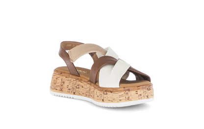 Gabor Comfort 82.743.54 Cognac Tan & Cream Combi G Fit Slingback Sandals