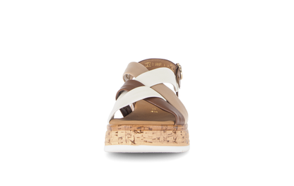 Gabor Comfort 82.743.54 Cognac Tan & Cream Combi G Fit Slingback Sandals