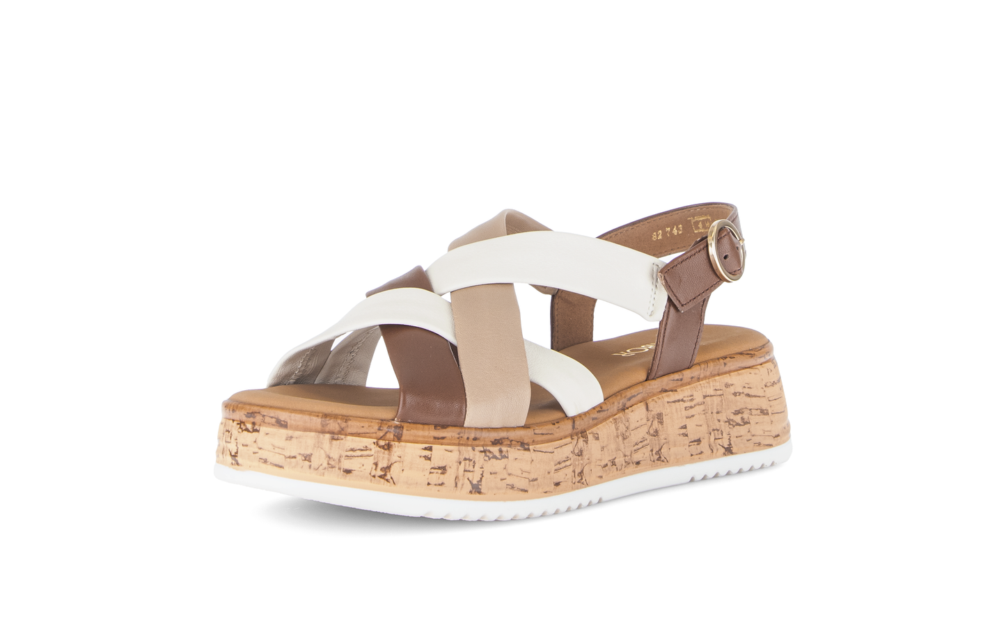 Gabor Comfort 82.743.54 Cognac Tan & Cream Combi G Fit Slingback Sandals