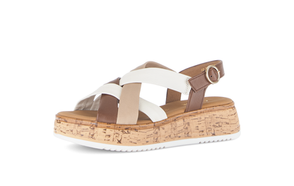 Gabor Comfort 82.743.54 Cognac Tan & Cream Combi G Fit Slingback Sandals