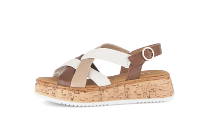 Gabor Comfort 82.743.54 Cognac Tan & Cream Combi G Fit Slingback Sandals