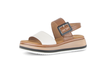 Gabor Comfort 82.744.52 Camel Tan & Cream Combi G Fit Slingback Sandals