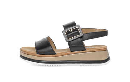 Gabor Comfort 82.744.57 Black Strap Sandals with Pin and Buckle