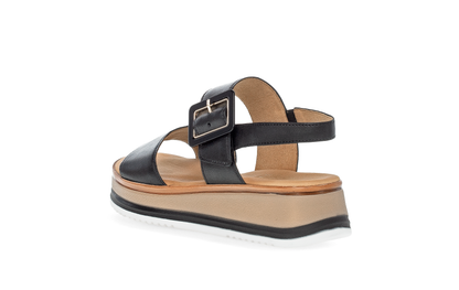 Gabor Comfort 82.744.57 Black Strap Sandals with Pin and Buckle