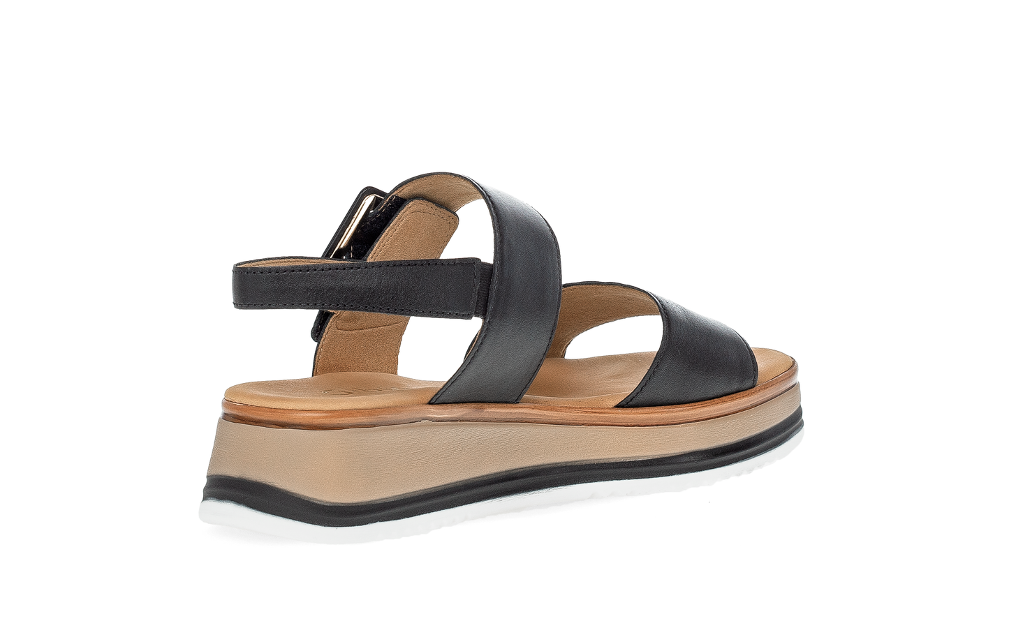 Gabor Comfort 82.744.57 Black Strap Sandals with Pin and Buckle