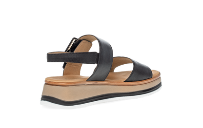 Gabor Comfort 82.744.57 Black Strap Sandals with Pin and Buckle
