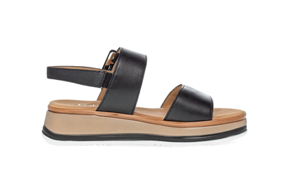 Gabor Comfort 82.744.57 Black Strap Sandals with Pin and Buckle