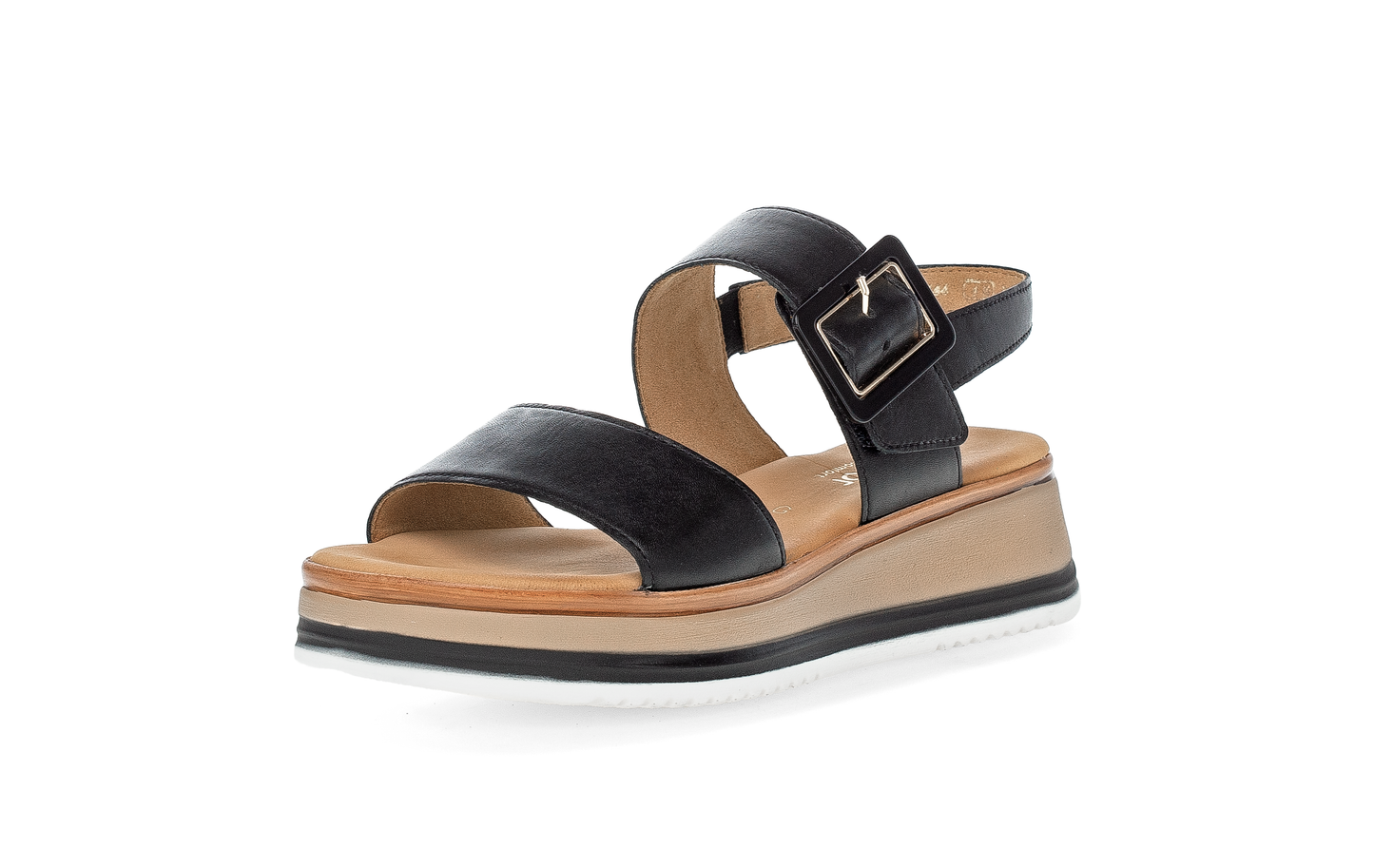 Gabor Comfort 82.744.57 Black Strap Sandals with Pin and Buckle