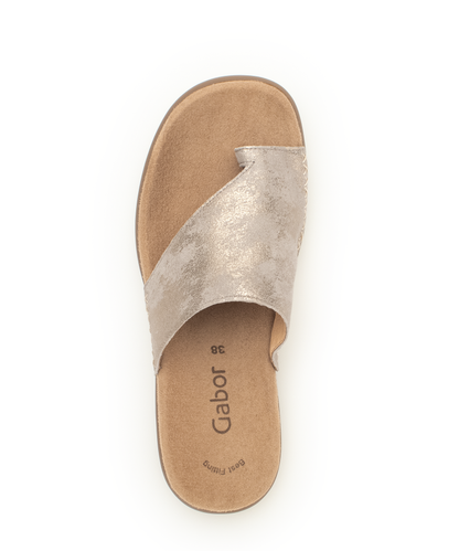Gabor 83.700.62 Beige Metallic F Fit Sandals with Toe Post