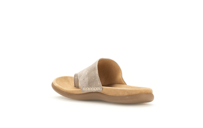 Gabor 83.700.62 Beige Metallic F Fit Sandals with Toe Post