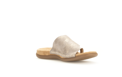 Gabor 83.700.62 Beige Metallic F Fit Sandals with Toe Post