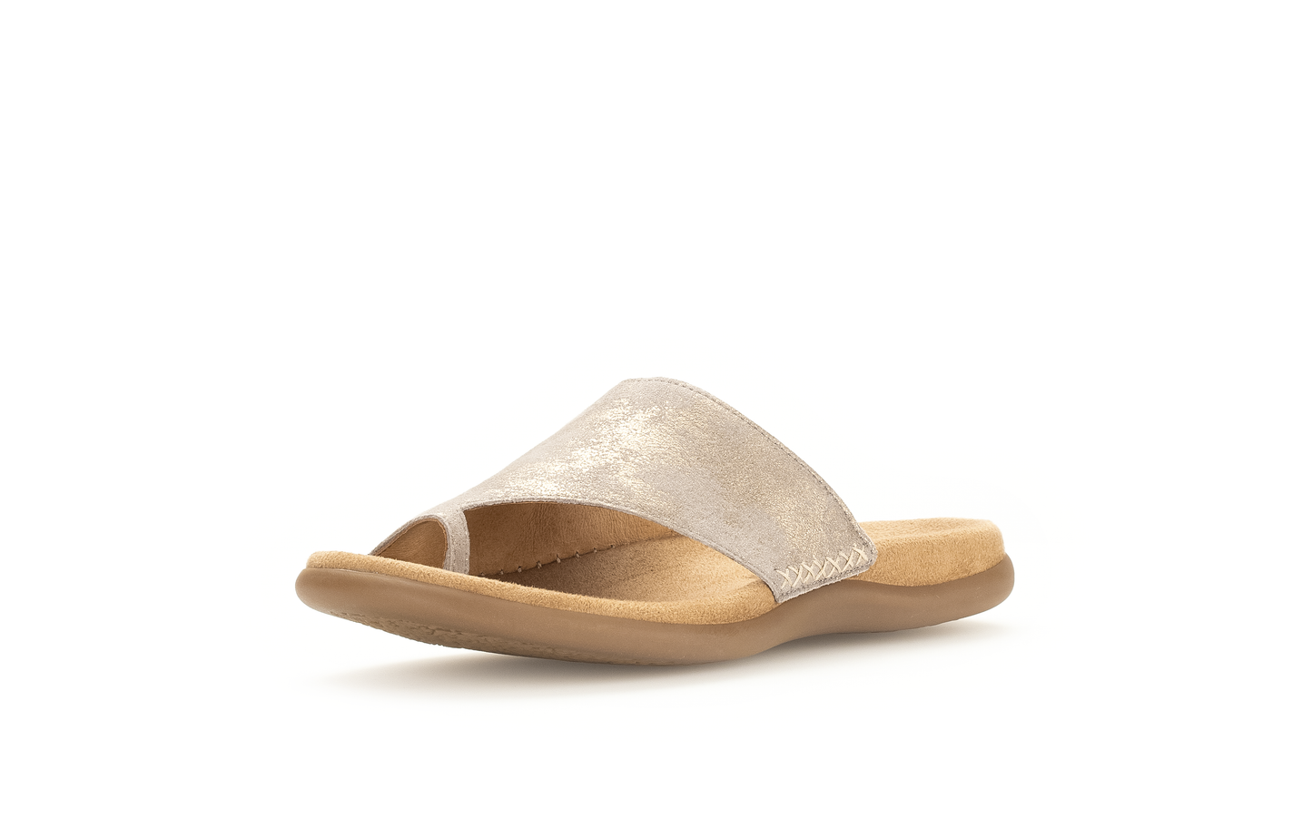 Gabor 83.700.62 Beige Metallic F Fit Sandals with Toe Post