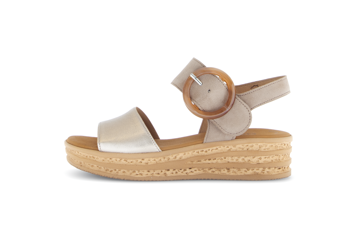 Gabor 84.550.62 Puder Taupe & Pewter F Fit Slingback Platform Sandals
