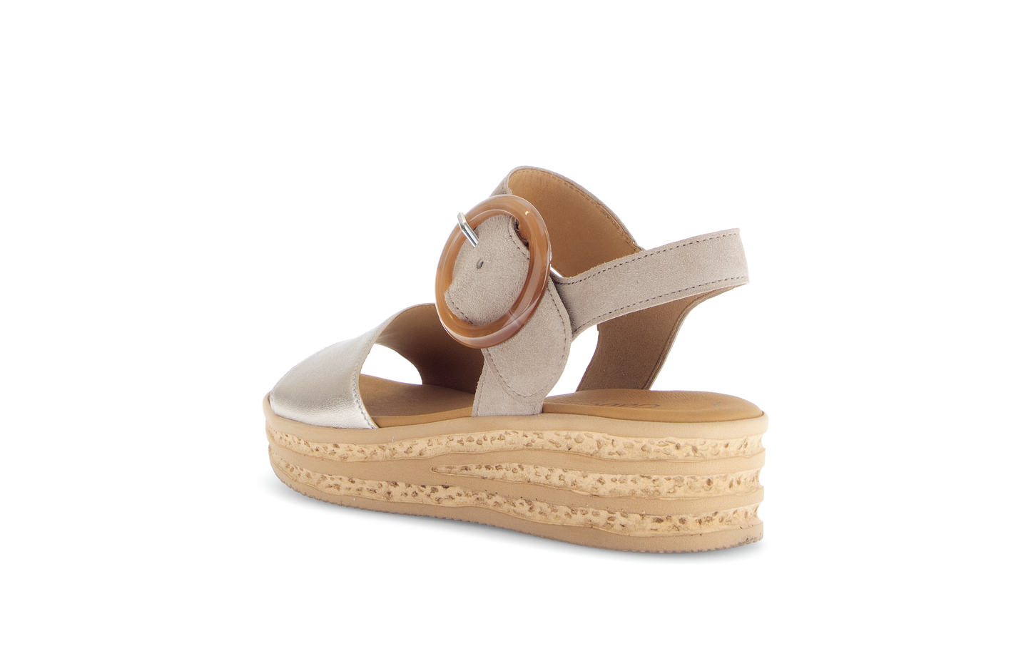 Gabor 84.550.62 Puder Taupe & Pewter F Fit Slingback Platform Sandals