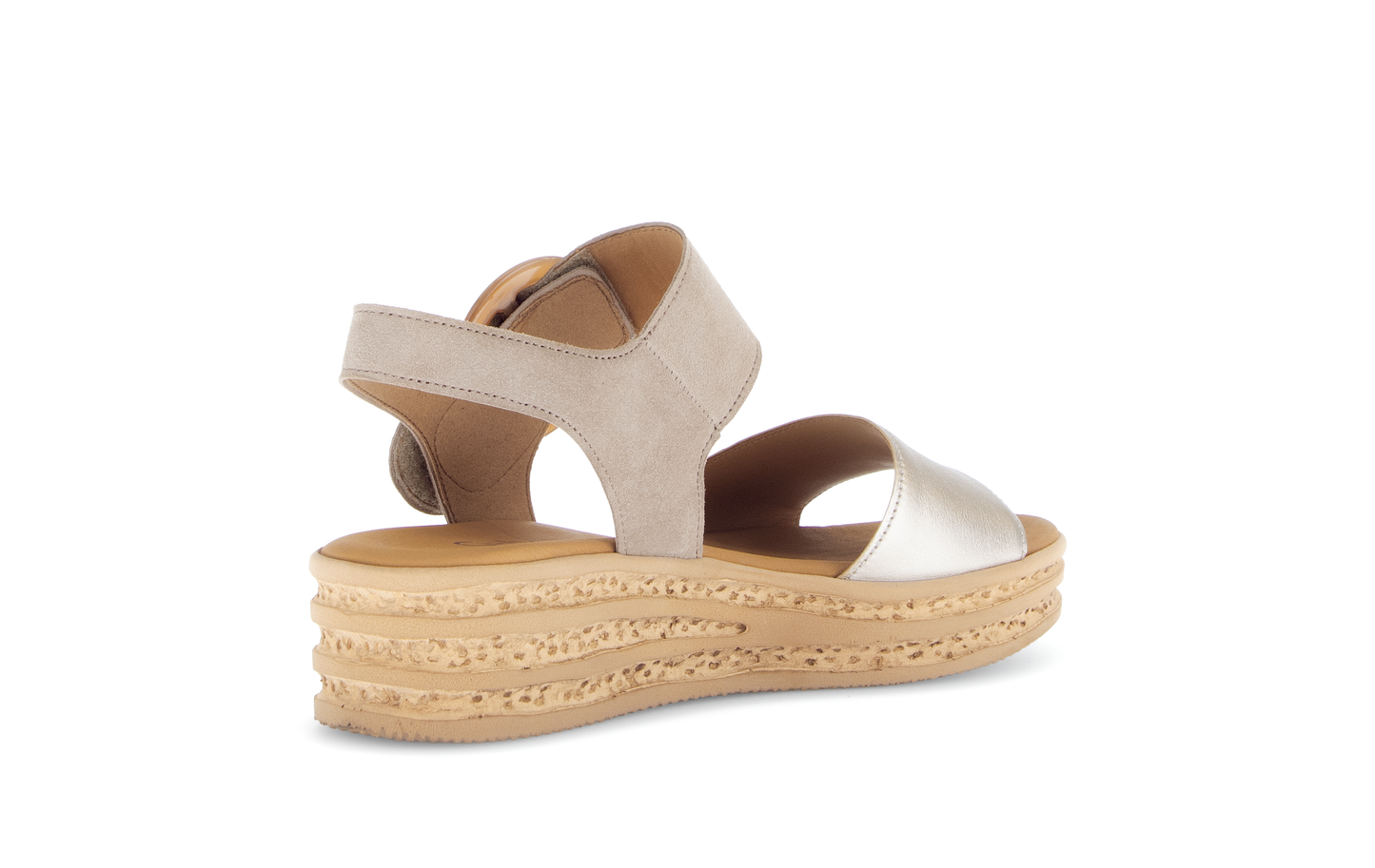 Gabor 84.550.62 Puder Taupe & Pewter F Fit Slingback Platform Sandals