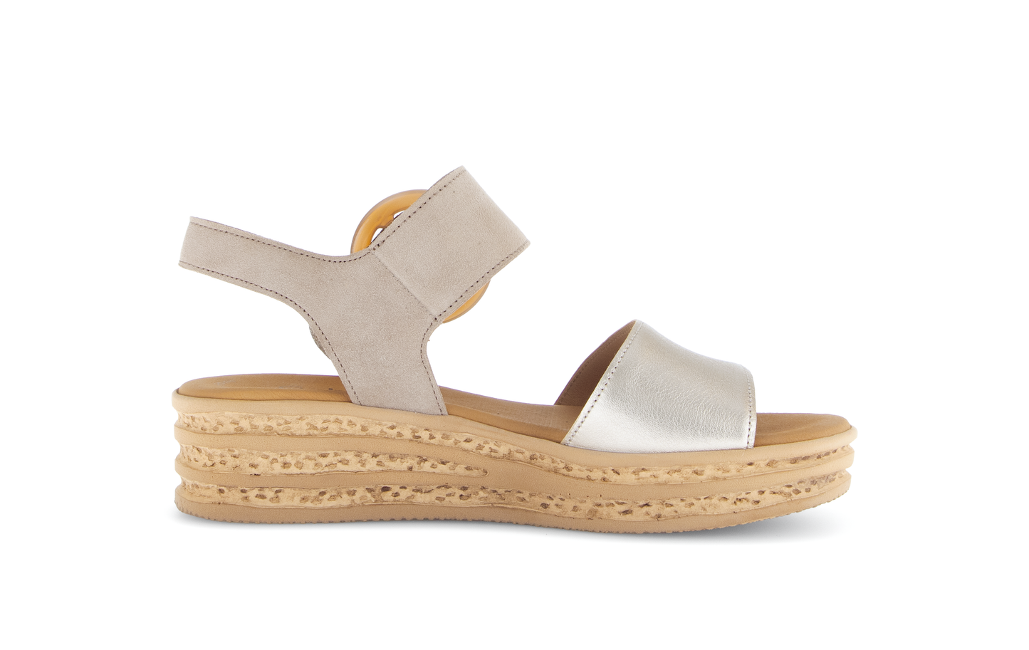 Gabor 84.550.62 Puder Taupe & Pewter F Fit Slingback Platform Sandals
