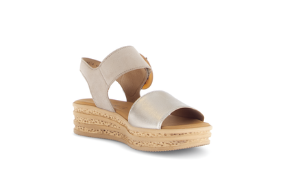 Gabor 84.550.62 Puder Taupe & Pewter F Fit Slingback Platform Sandals