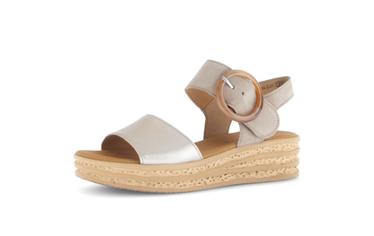 Gabor 84.550.62 Puder Taupe & Pewter F Fit Slingback Platform Sandals
