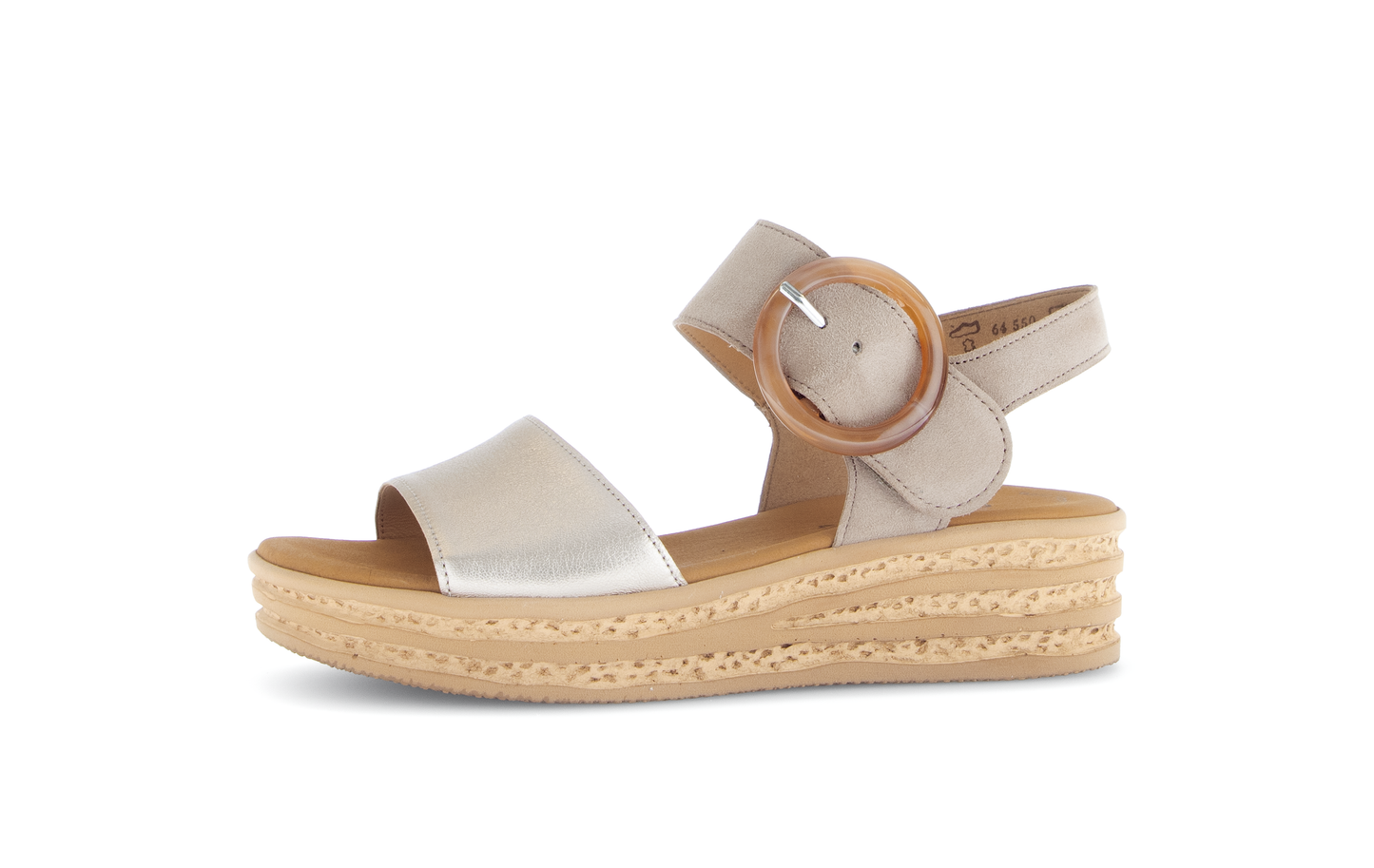 Gabor 84.550.62 Puder Taupe & Pewter F Fit Slingback Platform Sandals