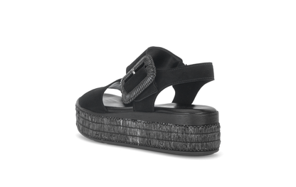 Gabor 84.562.17 Black F Fit Slingback Platform Sandals