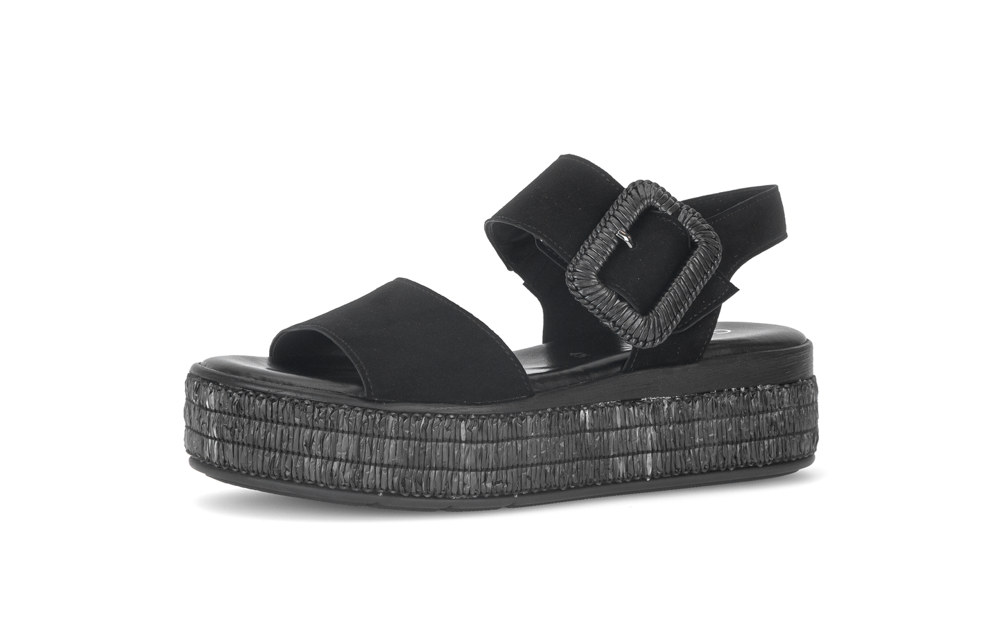 Gabor 84.562.17 Black F Fit Slingback Platform Sandals