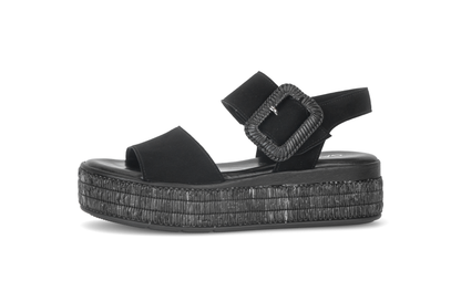 Gabor 84.562.17 Black F Fit Slingback Platform Sandals