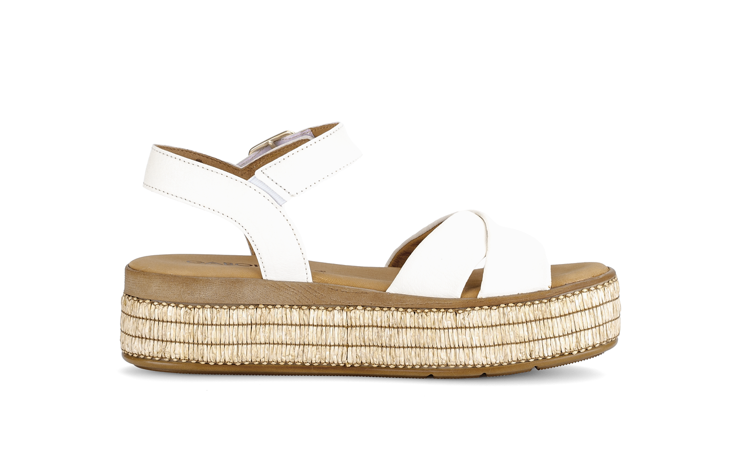 Gabor 84.563.20 Latte Cream F Fit Slingback Platform Sandals
