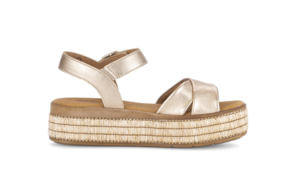 Gabor 84.563.62 Champagne Gold F Fit Slingback Platform Sandals