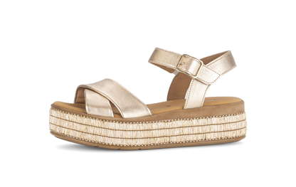 Gabor 84.563.62 Champagne Gold F Fit Slingback Platform Sandals