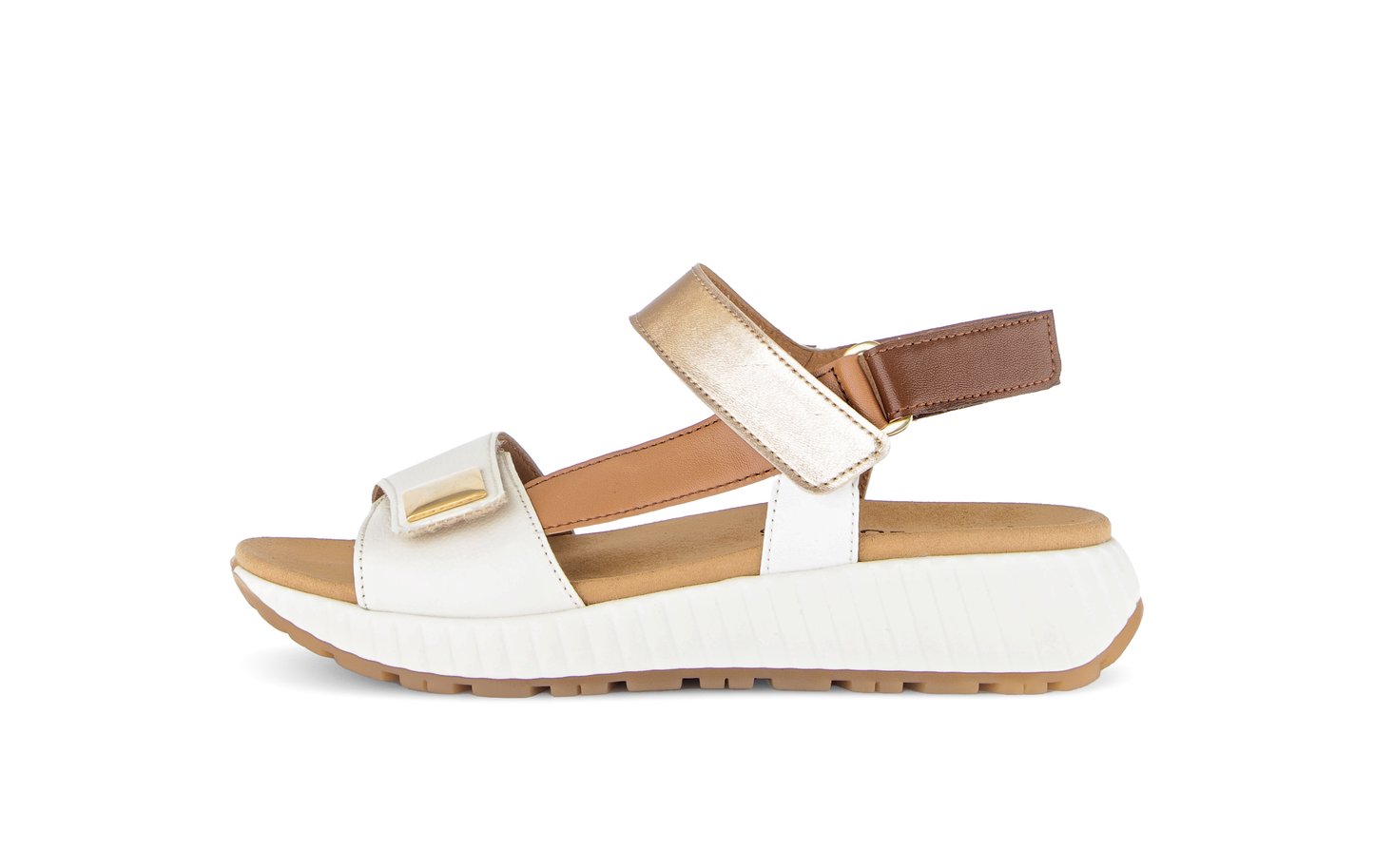 Gabor 84.582.20 Cream, Brown & Gold Combi F Fit Sandals