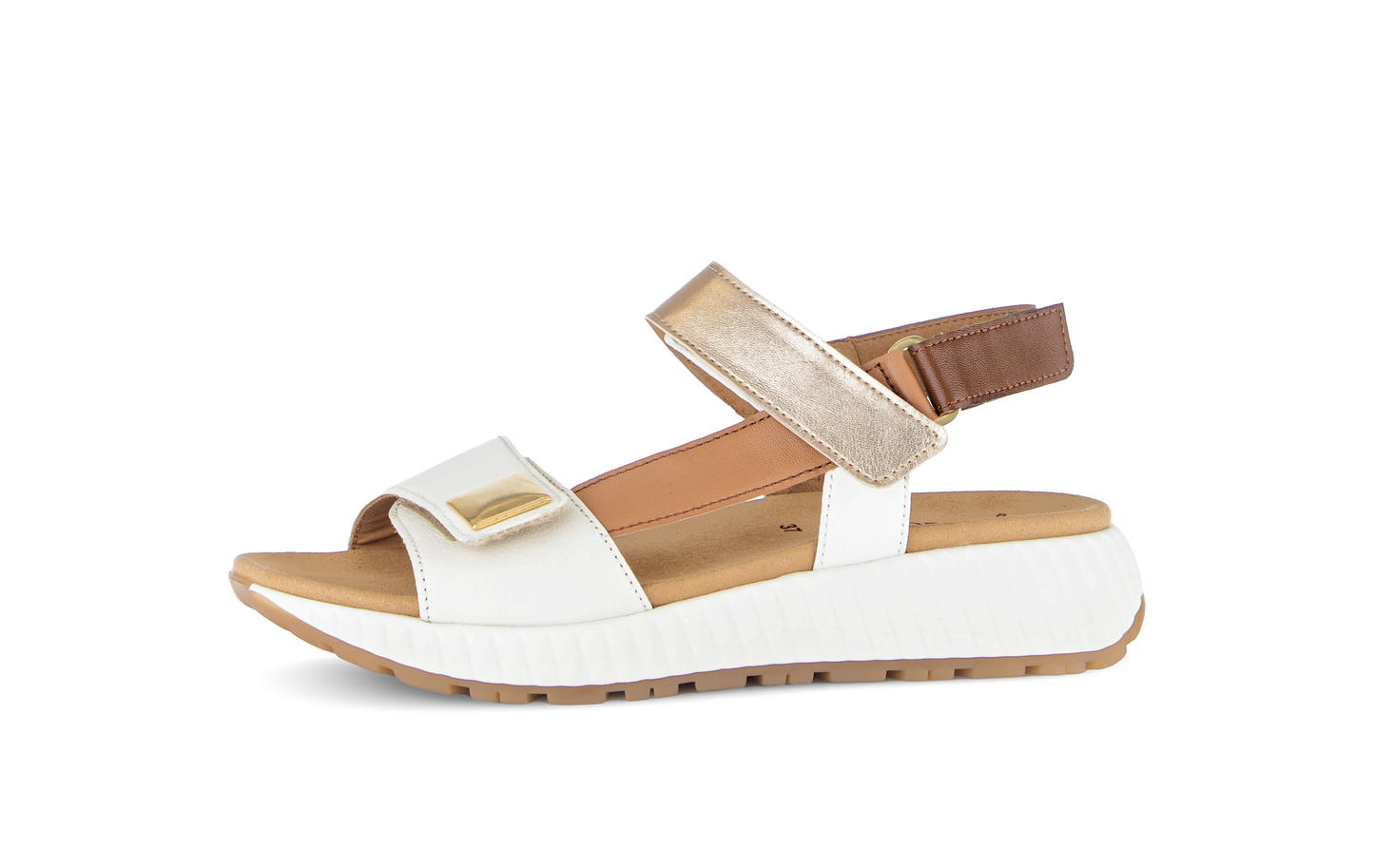 Gabor 84.582.20 Cream, Brown & Gold Combi F Fit Sandals