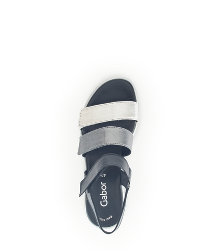 Gabor 84.620.61 Silver & Black Combi F Fit Slingback Platform Sandals