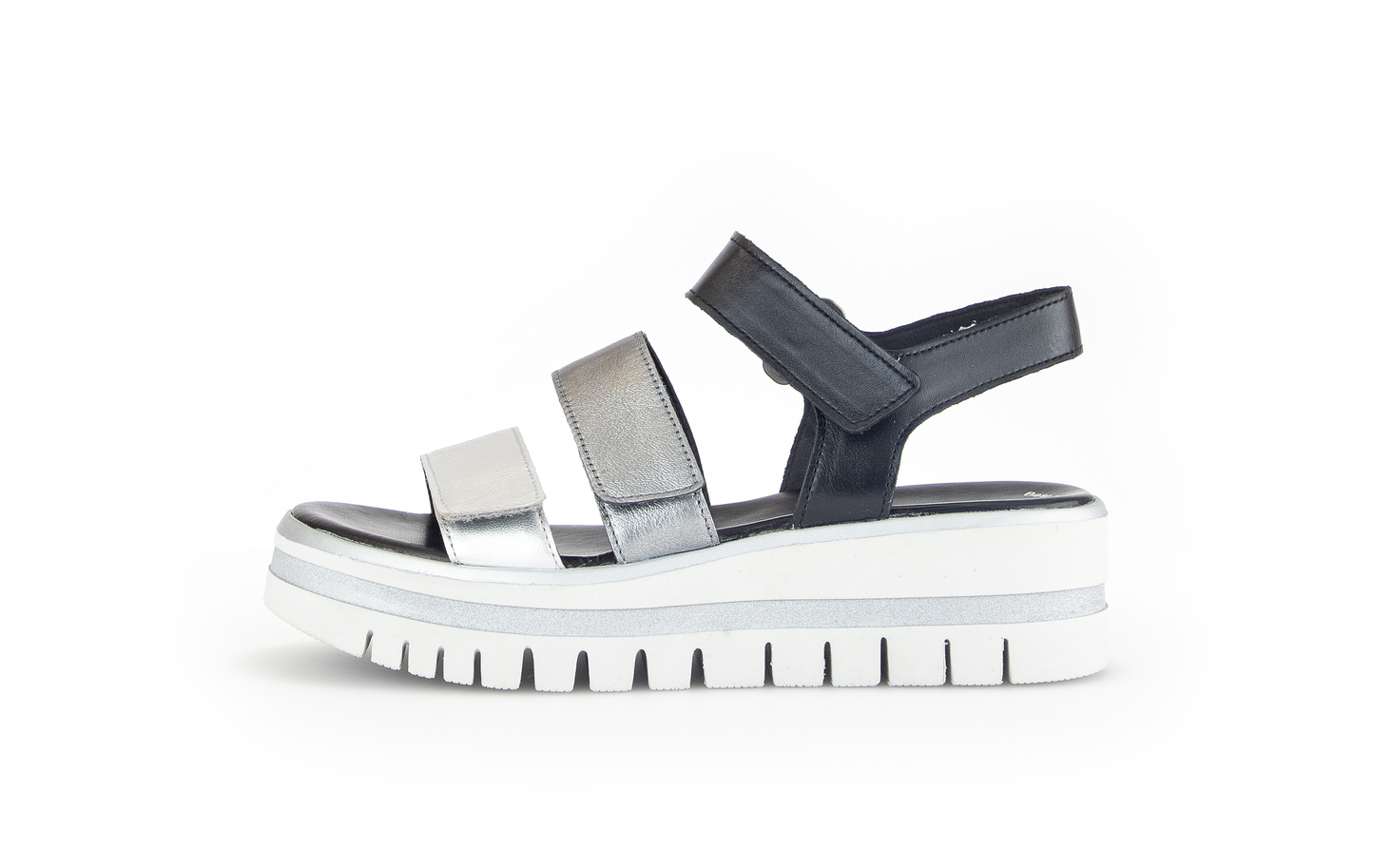 Gabor 84.620.61 Silver & Black Combi F Fit Slingback Platform Sandals