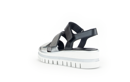 Gabor 84.620.61 Silver & Black Combi F Fit Slingback Platform Sandals