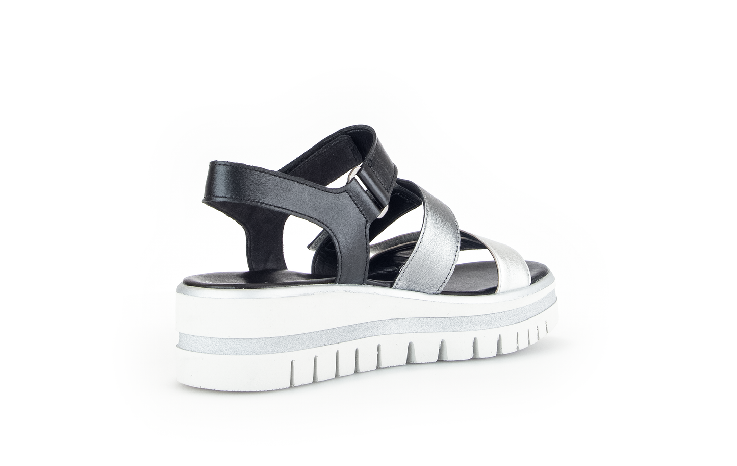 Gabor 84.620.61 Silver & Black Combi F Fit Slingback Platform Sandals