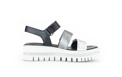 Gabor 84.620.61 Silver & Black Combi F Fit Slingback Platform Sandals