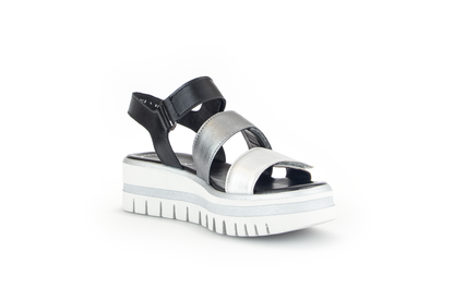 Gabor 84.620.61 Silver & Black Combi F Fit Slingback Platform Sandals