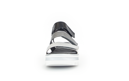 Gabor 84.620.61 Silver & Black Combi F Fit Slingback Platform Sandals