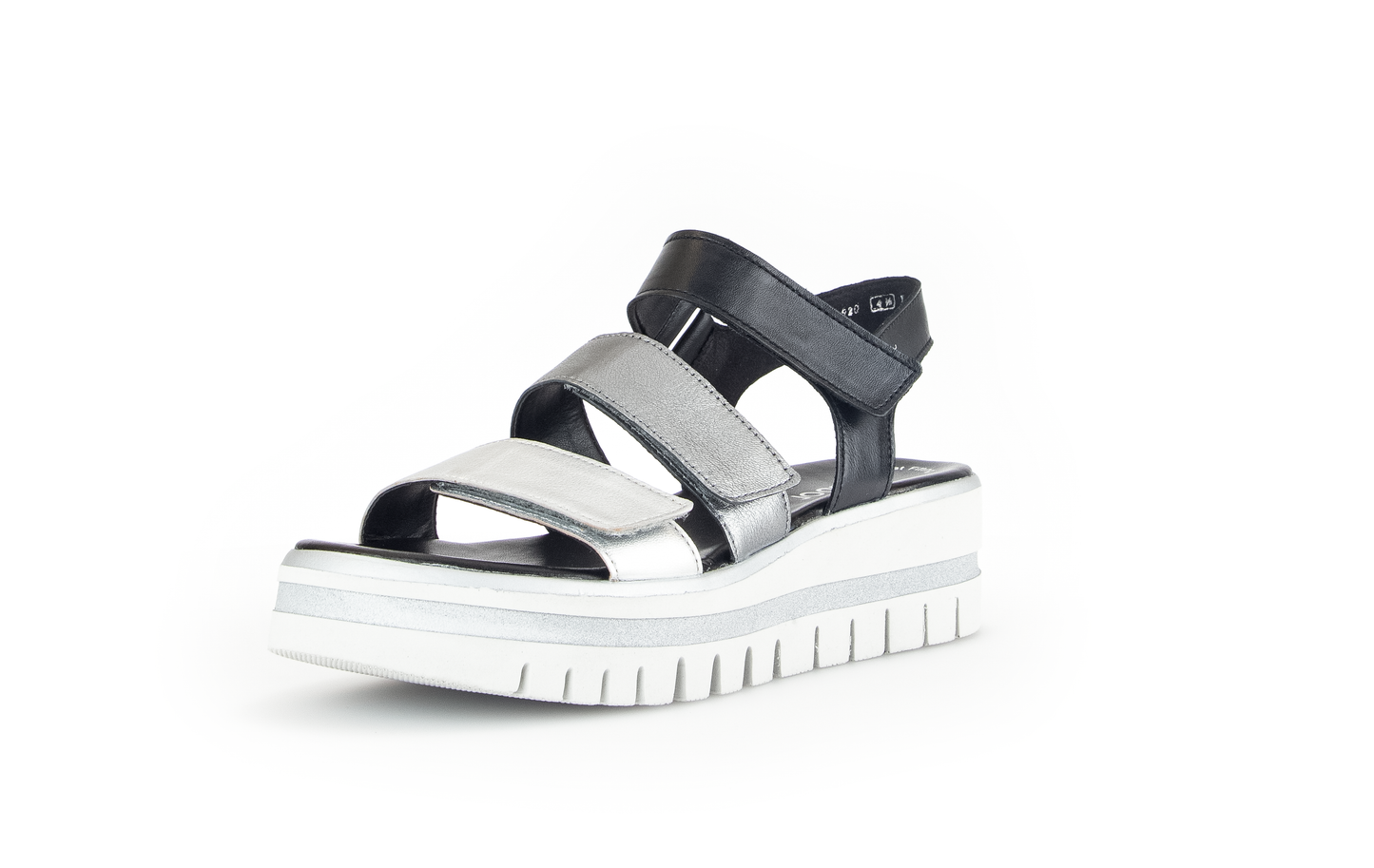 Gabor 84.620.61 Silver & Black Combi F Fit Slingback Platform Sandals