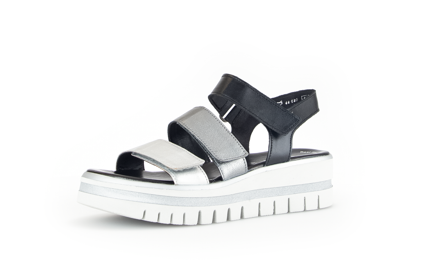 Gabor 84.620.61 Silver & Black Combi F Fit Slingback Platform Sandals