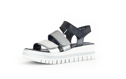 Gabor 84.620.61 Silver & Black Combi F Fit Slingback Platform Sandals