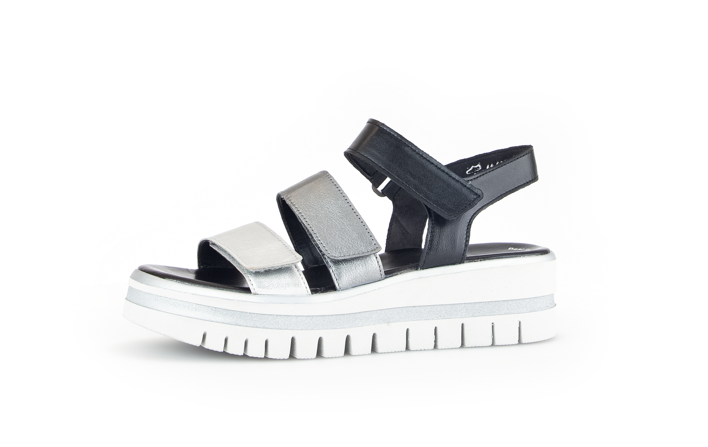 Gabor 84.620.61 Silver & Black Combi F Fit Slingback Platform Sandals