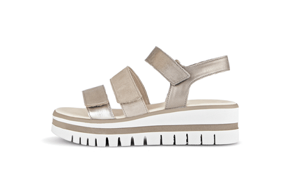 Gabor 84.620.62 Beige & Gold Combi F Fit Slingback Sandals